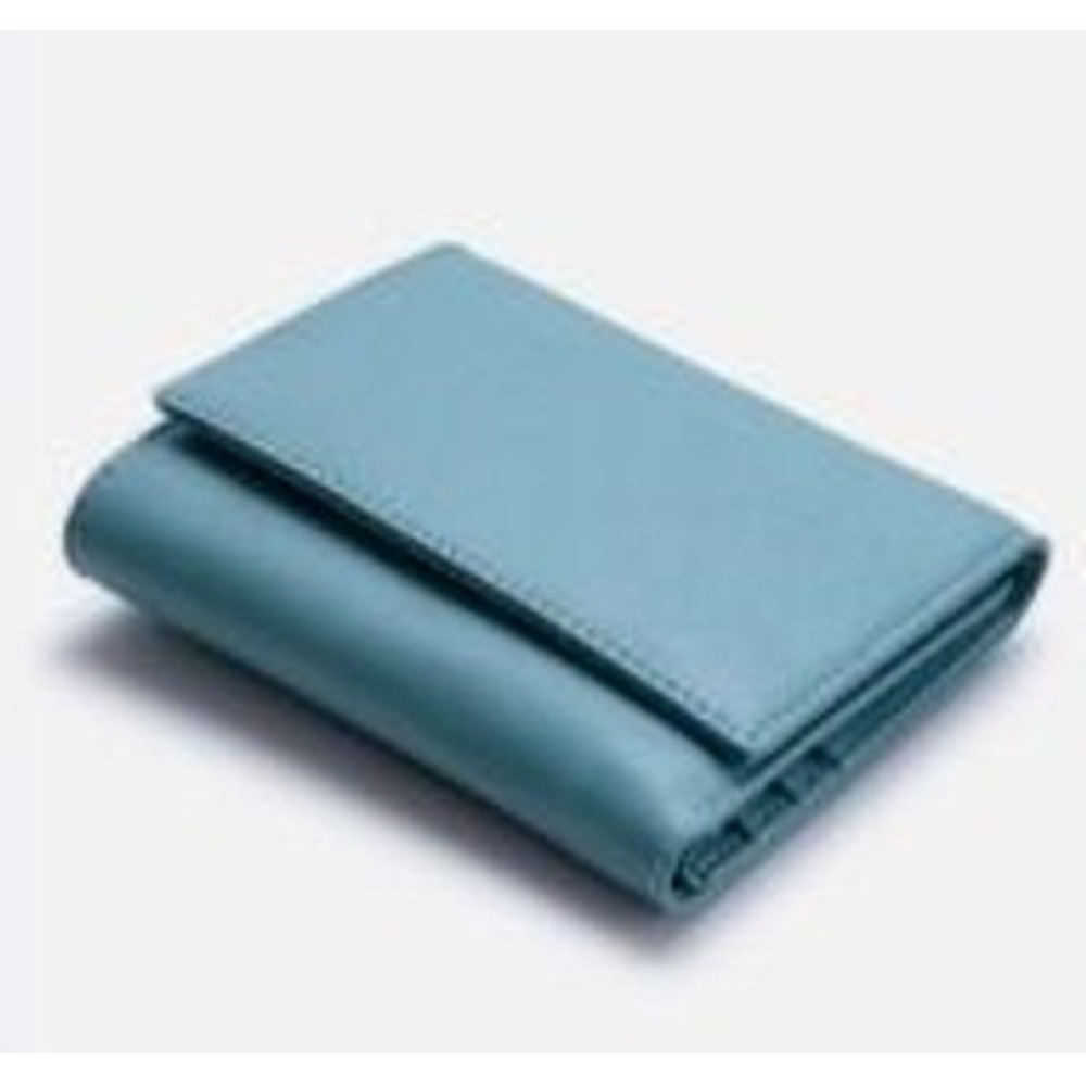 Light blue Trifold RFID Blocking Slim Credit Card Wallet with Zipper Pocket